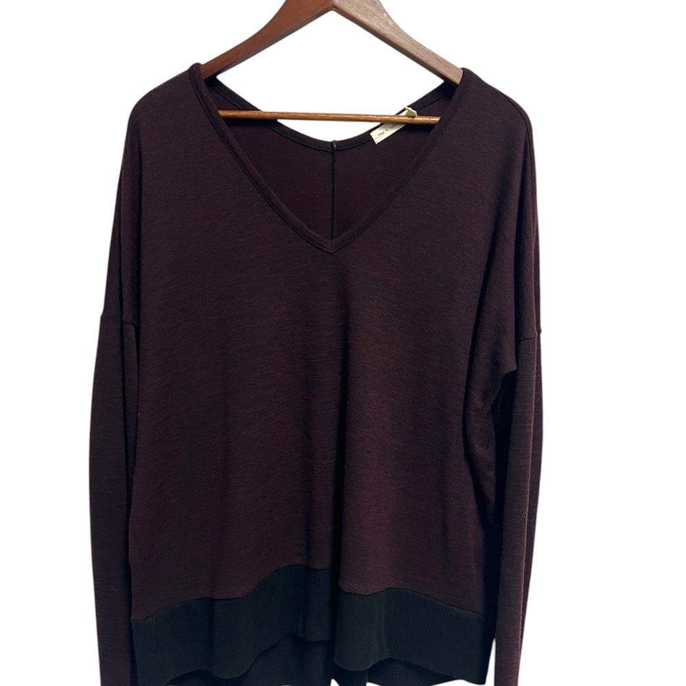 Rag & Bone Jean Sweater Women’s Medium Purple Black V Neck Long Sleeve Pullover